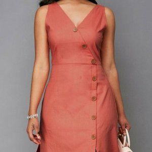 Brick Red V Neck Flare Dress. SZ L